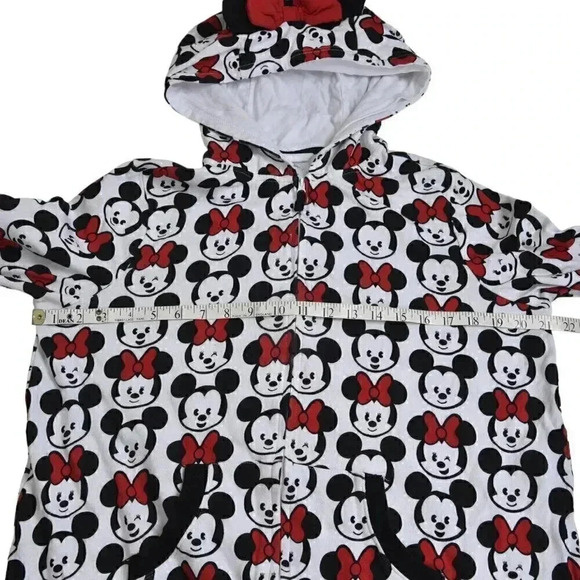 Disney Tsum  Tsum Minnie Mickey Mouse Hooded One-Piece Pajamas Onesie Medium - Picture 12 of 14